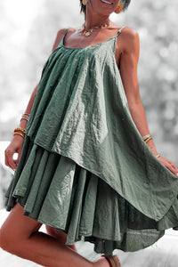 Robe kaki fluide à volants