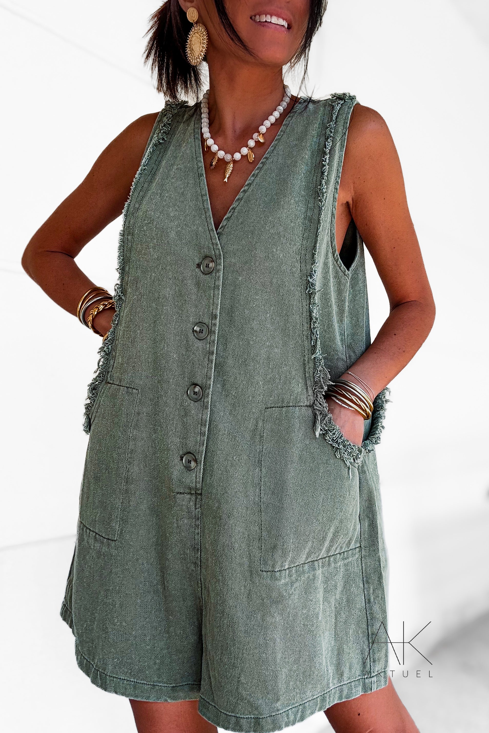 Combinaison sans manches kaki