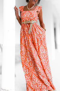 Combinaison fluide imprimée orange