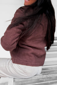 Veste sherpa zippée chocolat