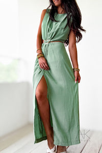 Robe fluide verte à ouverture