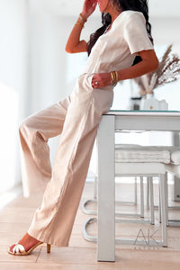 Combinaison en lin beige