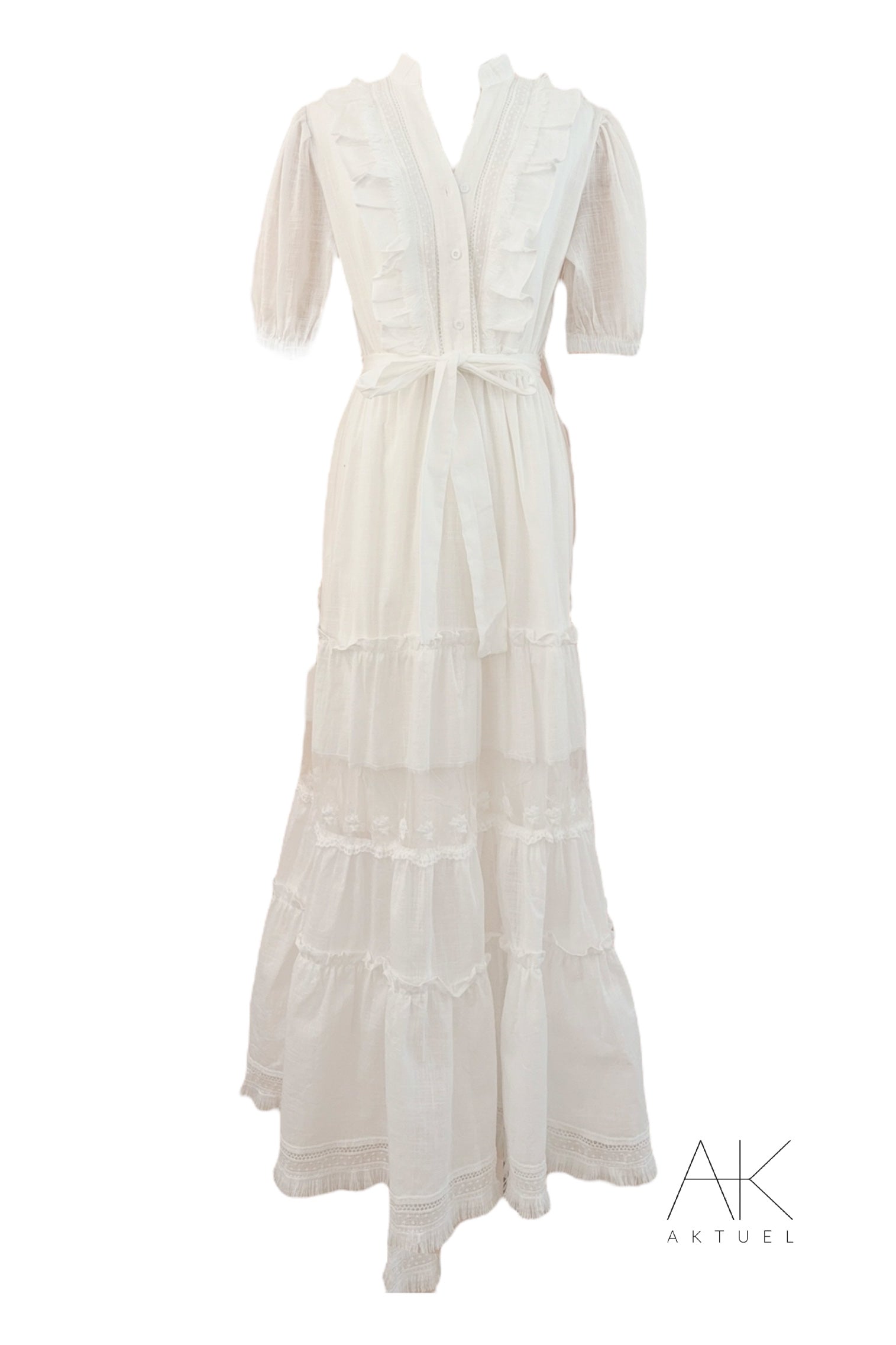 Robe longue blanche romantique
