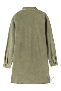 Robe chemise en denim kaki