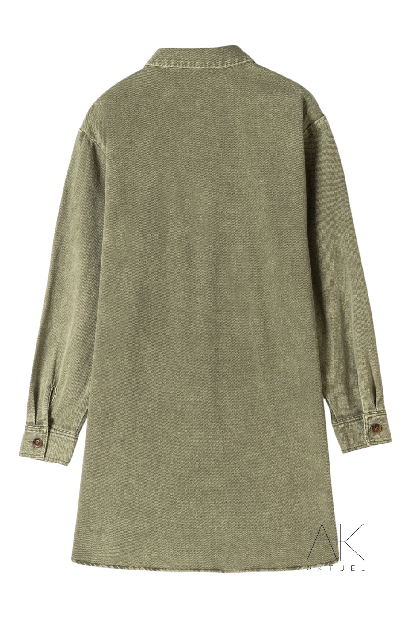Robe chemise en denim kaki