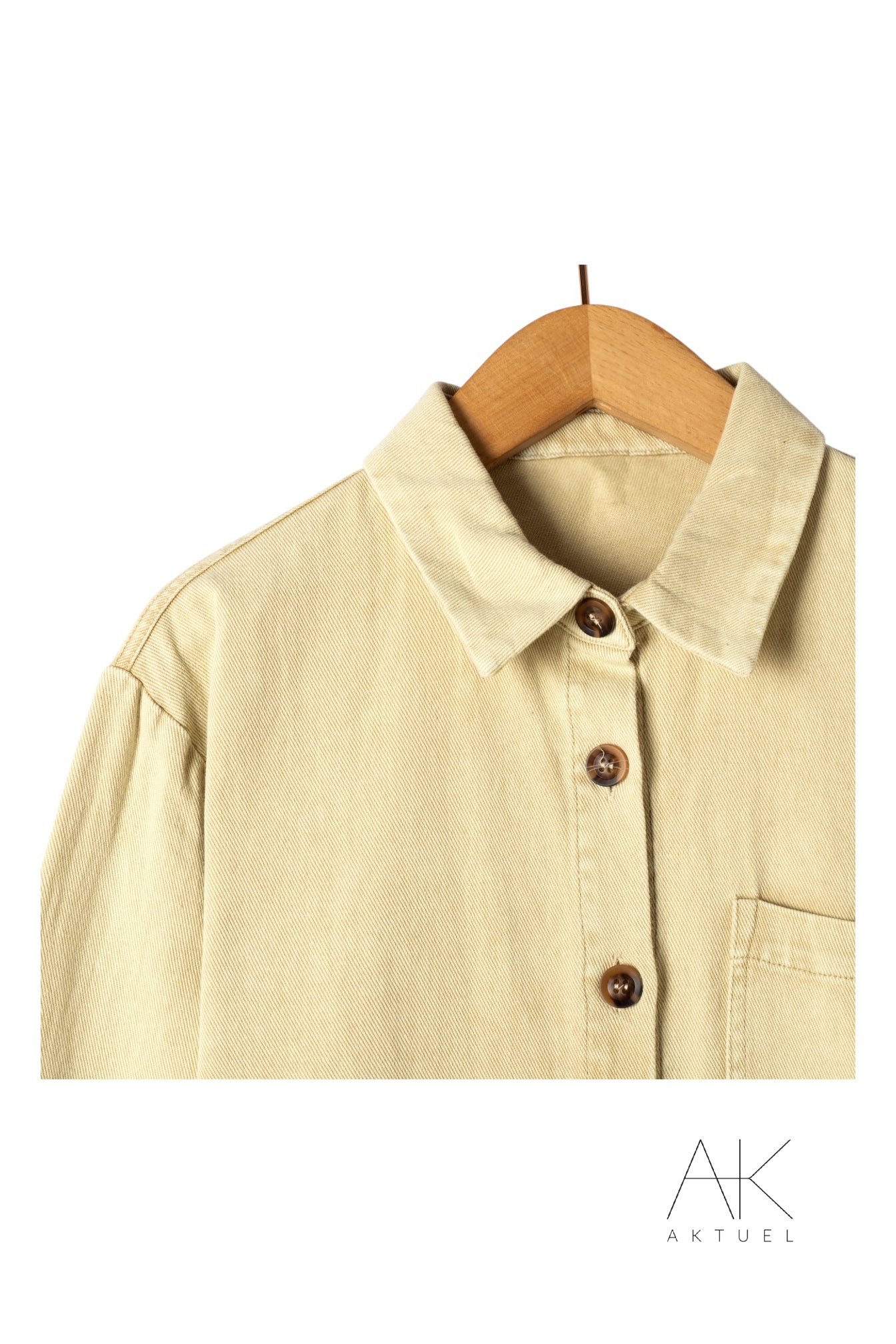 Robe chemise en denim beige