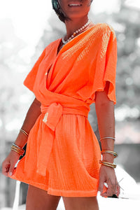 Combinaison short en gaze de coton orange