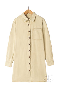 Robe chemise en denim beige