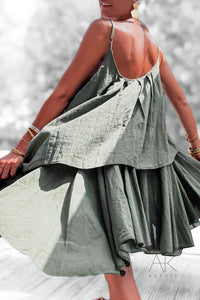 Robe kaki fluide à volants