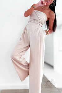 Combinaison bustier fluide en beige