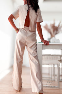 Combinaison en lin beige