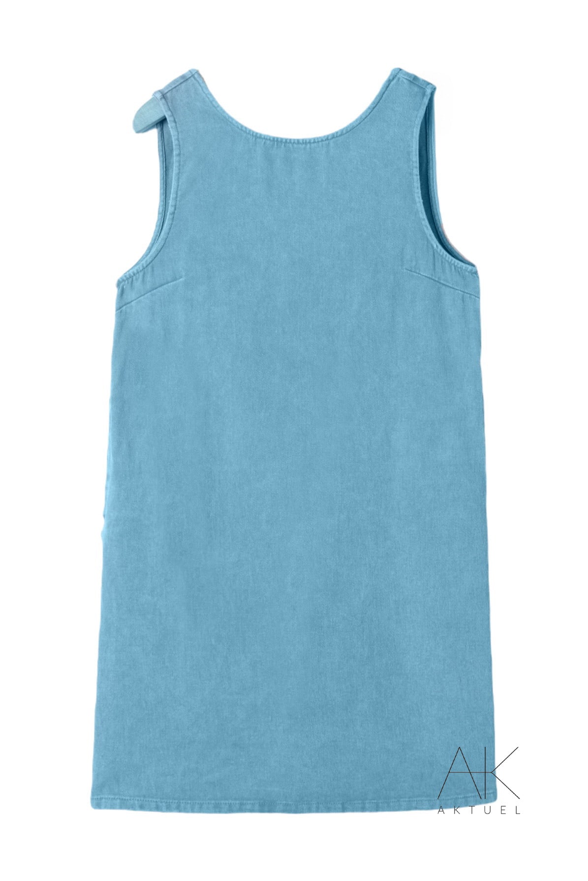 Robe courte sans manches en denim bleu ciel