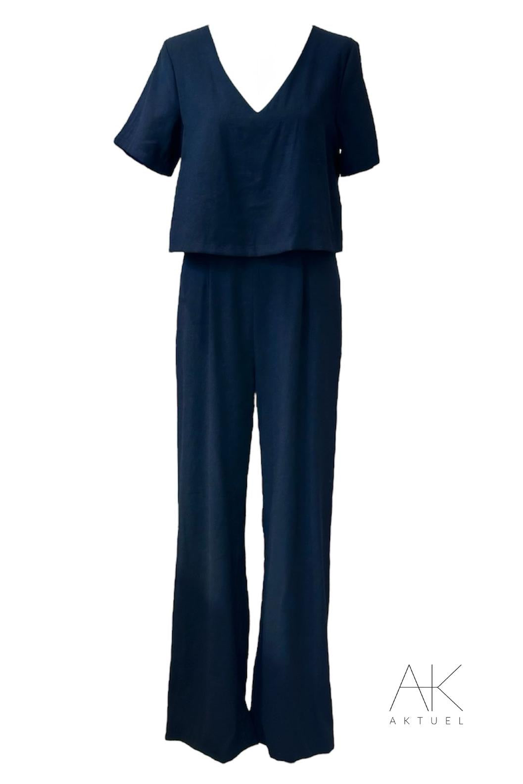 Combinaison en lin bleu marine