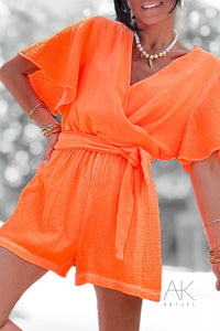 Combinaison short en gaze de coton orange