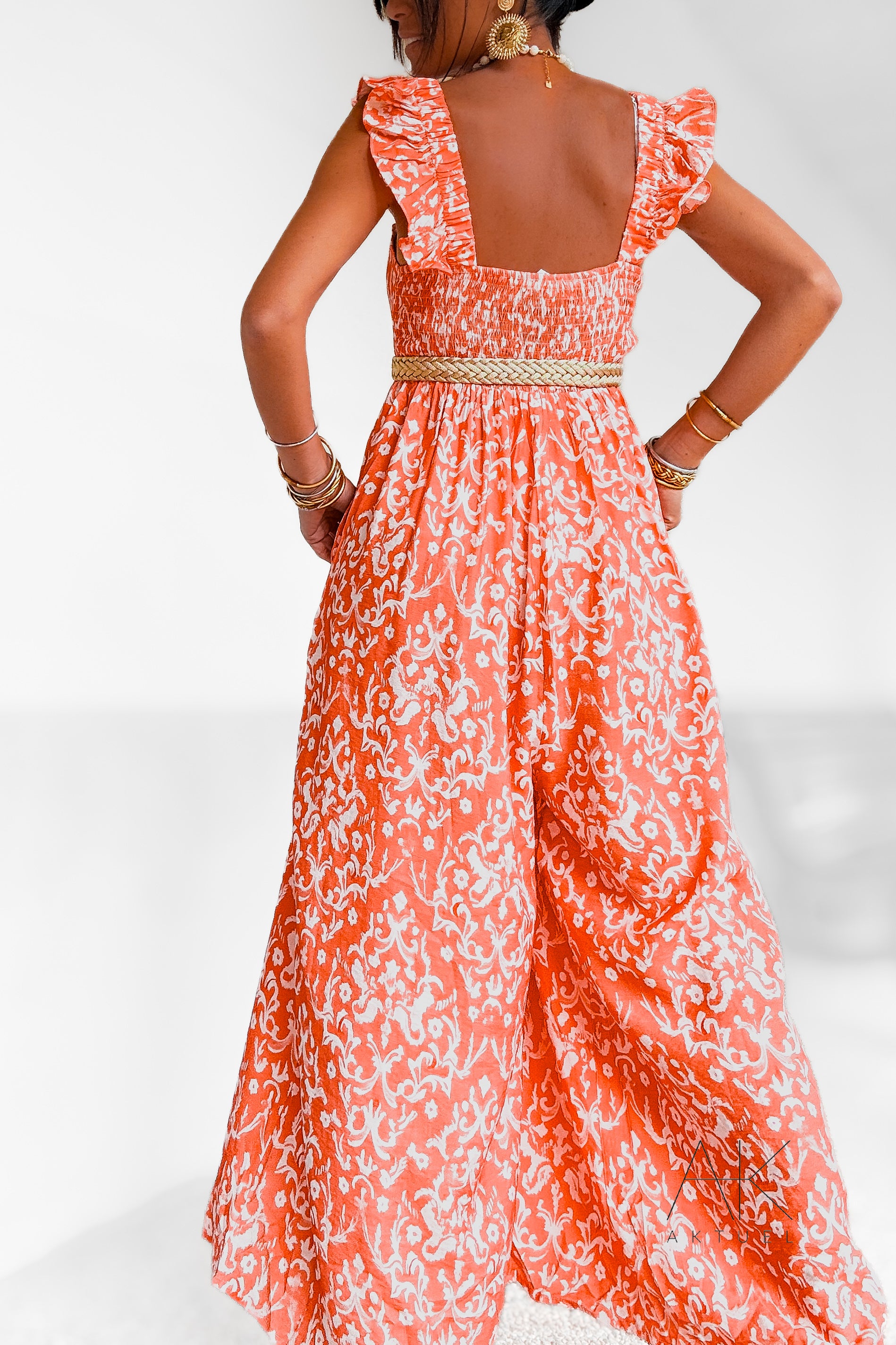 Combinaison fluide imprimée orange