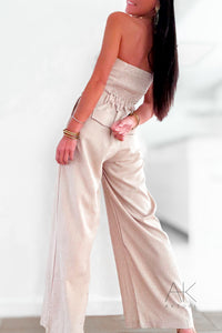 Combinaison bustier fluide en beige