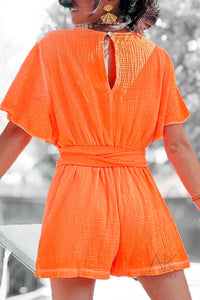 Combinaison short en gaze de coton orange