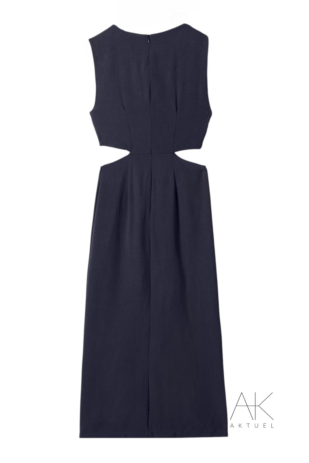 Robe fluide bleu marine à ouverture