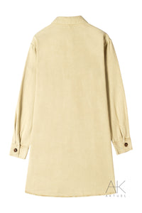Robe chemise en denim beige