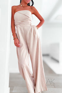 Combinaison bustier fluide en beige