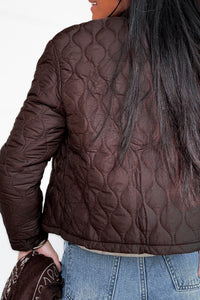 Veste matelassée chocolat à col rond