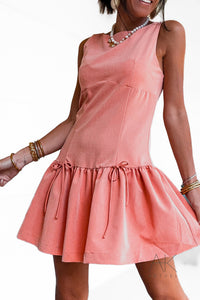 Robe courte volantée pêche