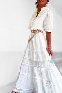 Robe longue blanche romantique