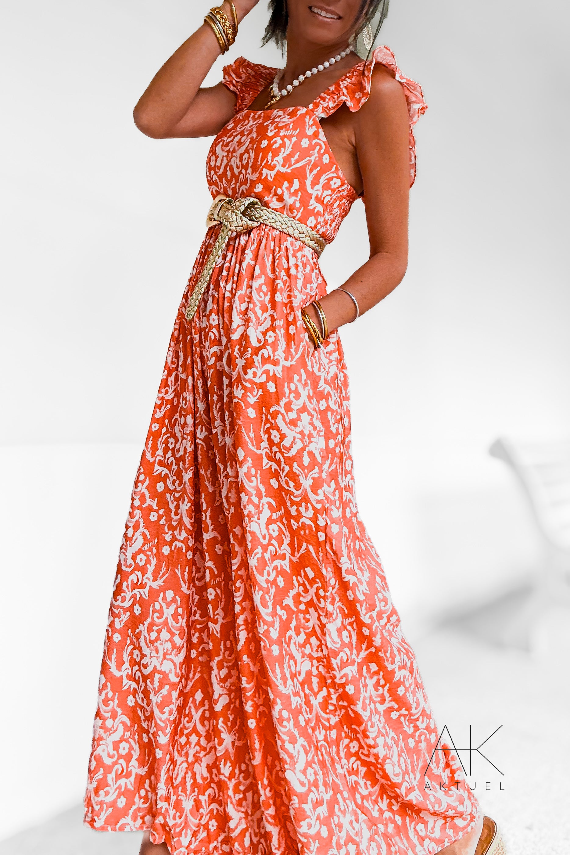 Combinaison fluide imprimée orange