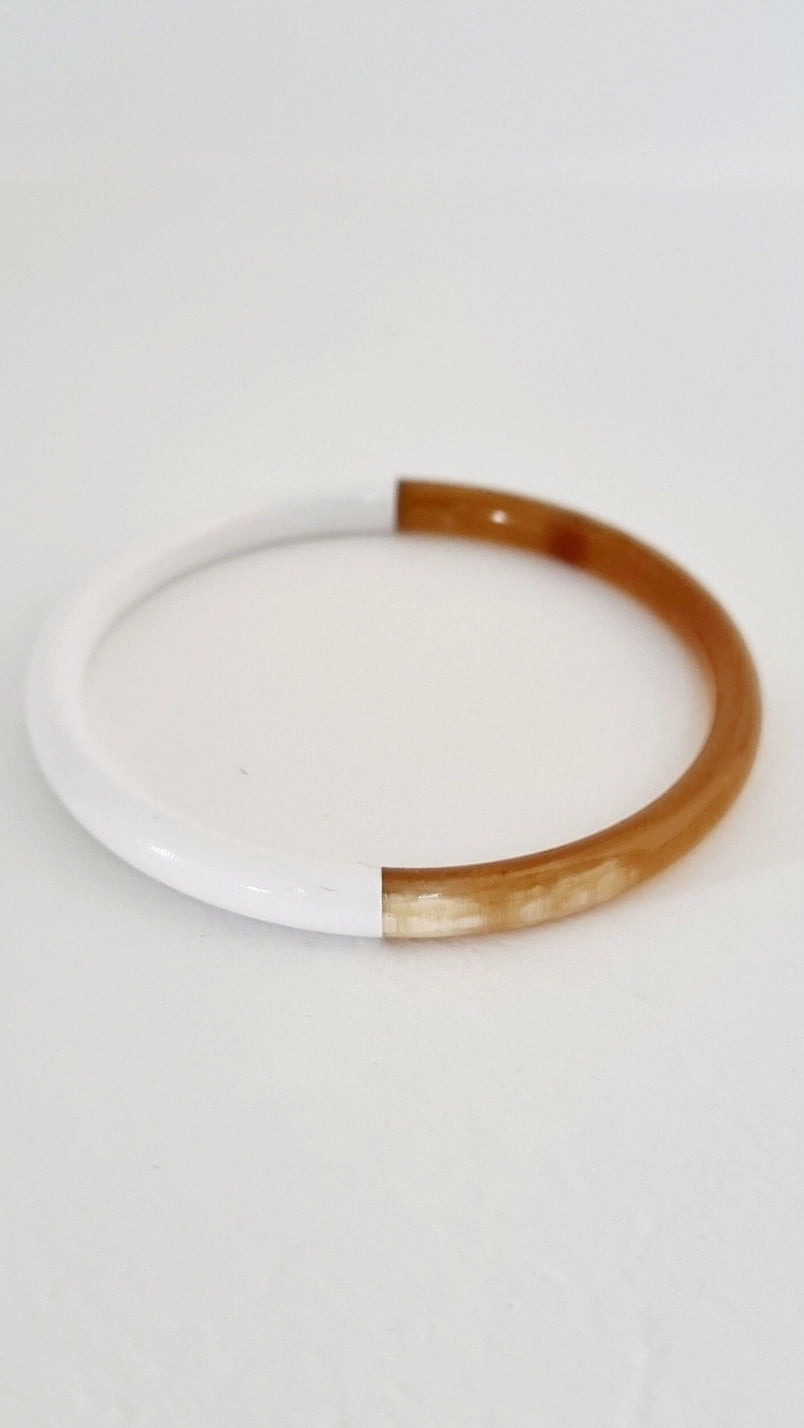 Bracelet Jonc Corne - 5 mm - Duo White