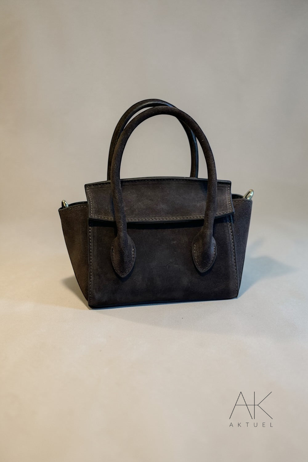 Sac mini city en cuir suédé chocolat