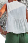 Top sans manches en gaze de coton blanc