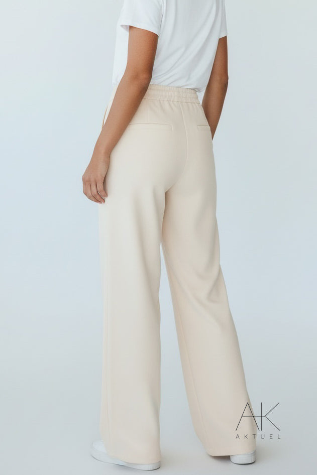 Pantalon fluide beige à nouer