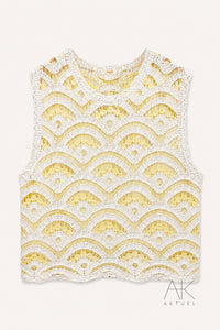 Top crochet ajouré jaune