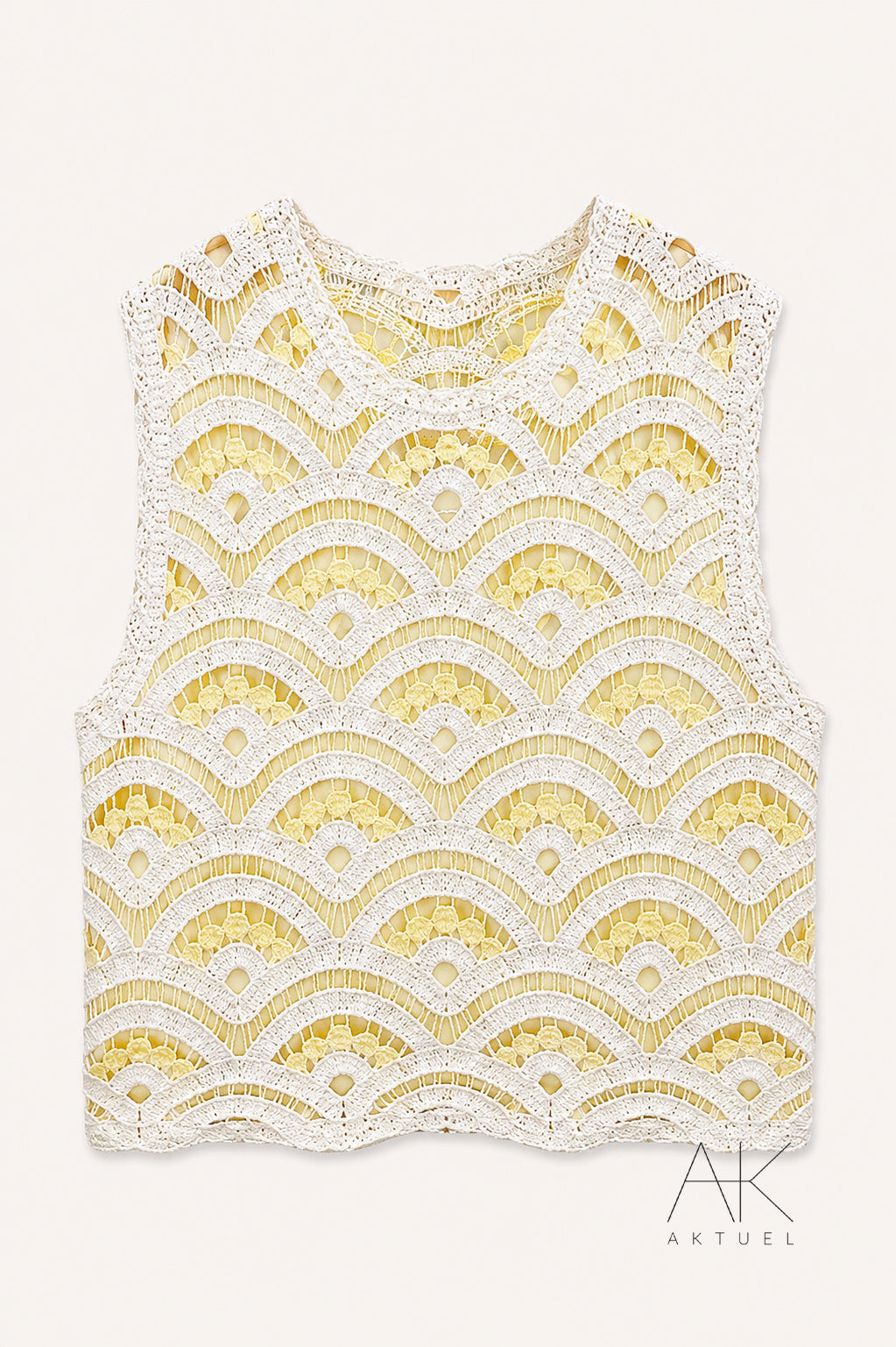 Top crochet ajouré jaune