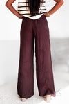Pantalon fluide marron effet froissé