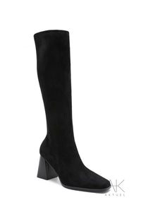 Bottes noires suédine à talon