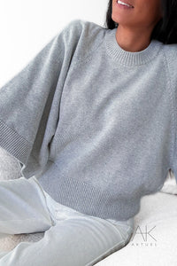 Pull manches 3/4 gris clair