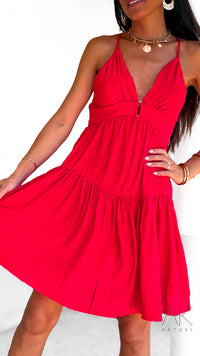 Robe Courte rouge Dos Croisé