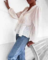 Blouse blanche romantique à volants