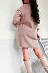 Robe chemise en denim taupe