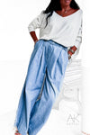 Pantalon denim maxi wide leg