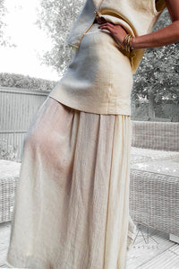 Jupe en maille beige bi-matière