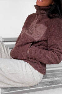 Veste sherpa zippée chocolat