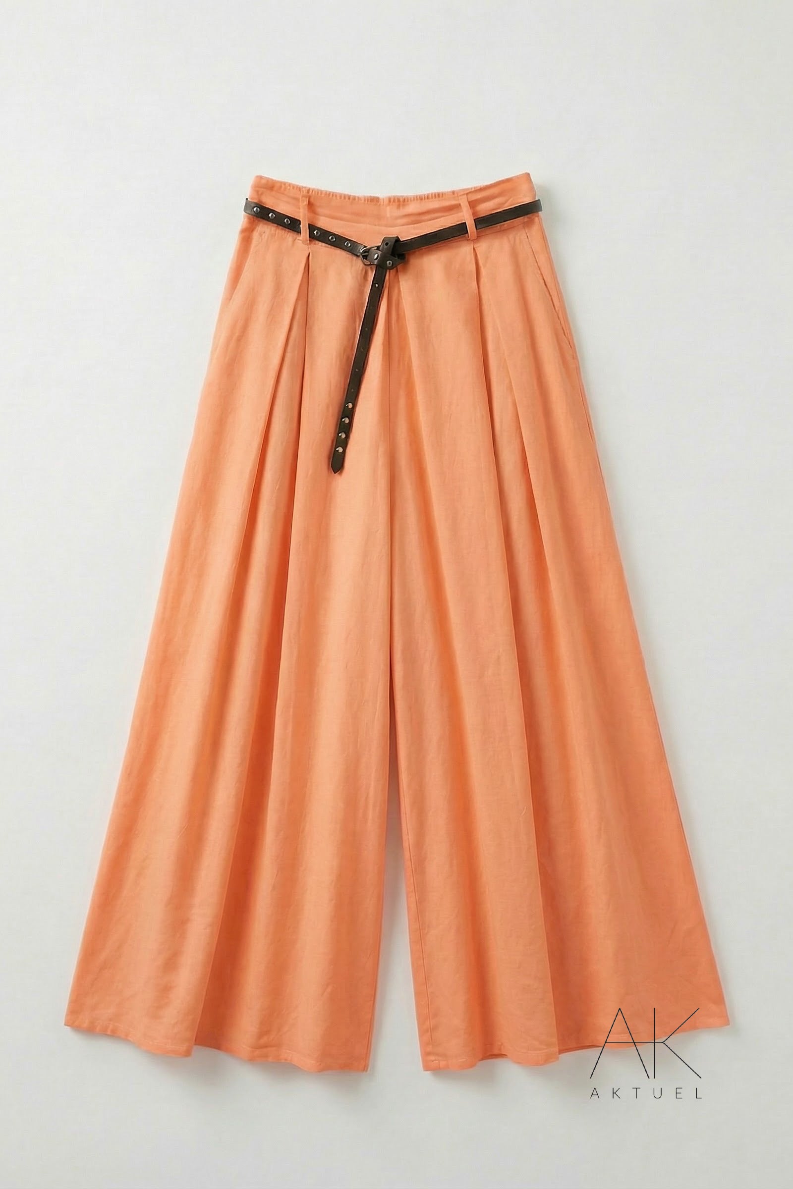 Pantalon fluide large orange
