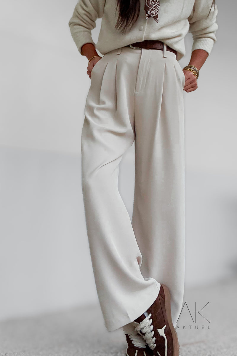 Pantalon beige à pinces fluide
