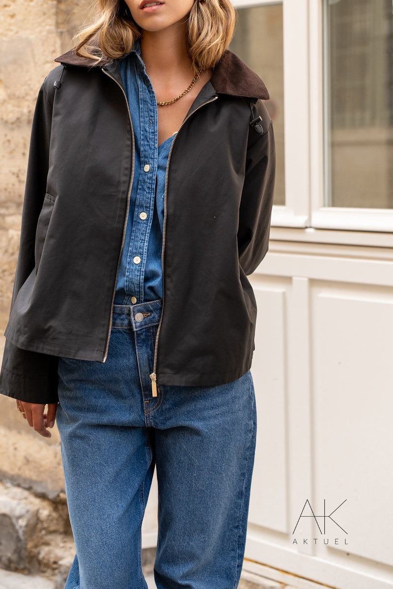 Parka courte déperlante noir