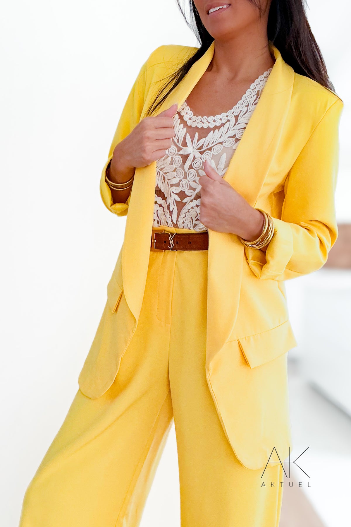 Veste blazer fluide jaune