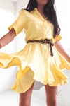Robe courte à volants jaune