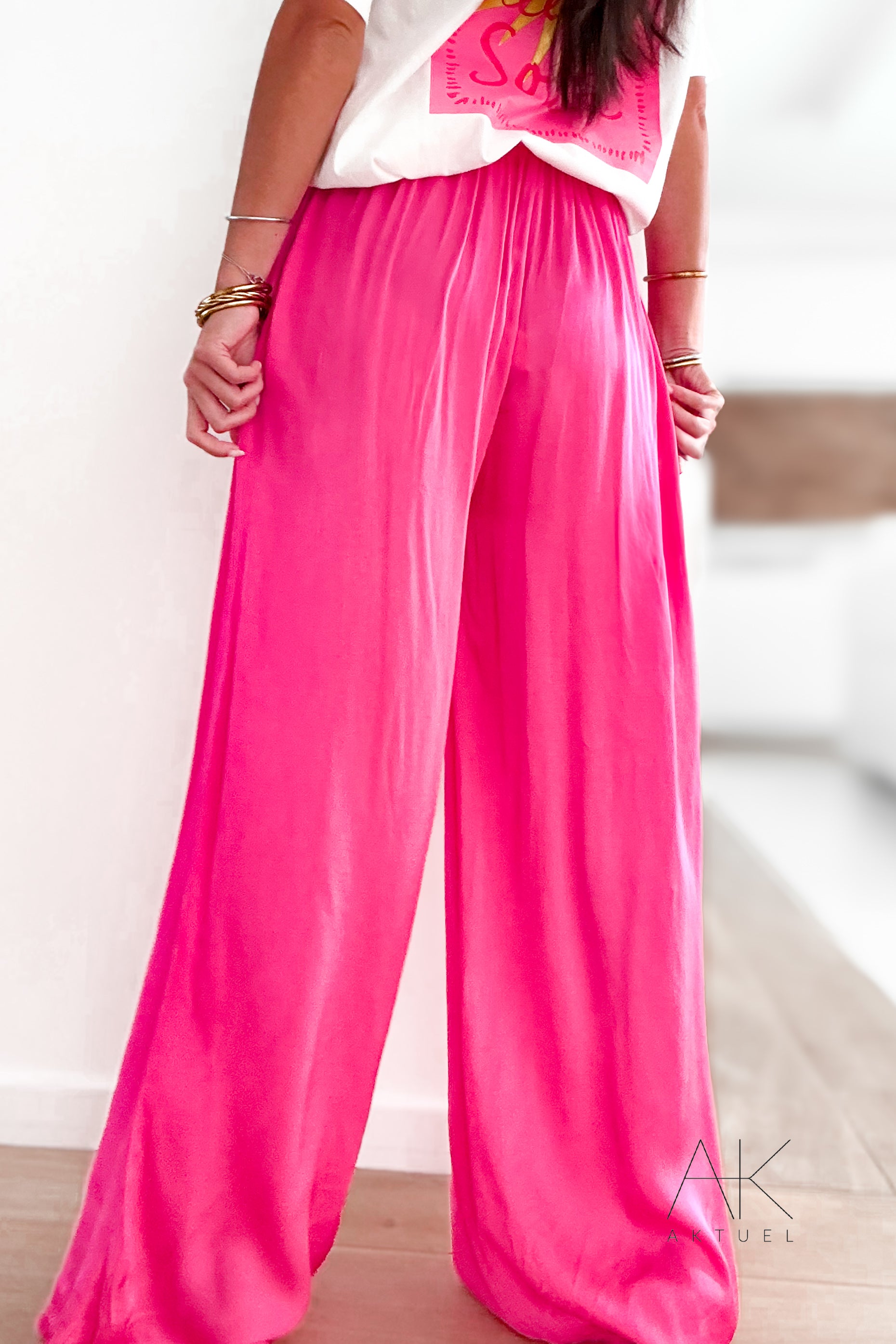 Pantalon satiné rose