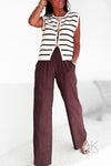 Pantalon fluide marron effet froissé